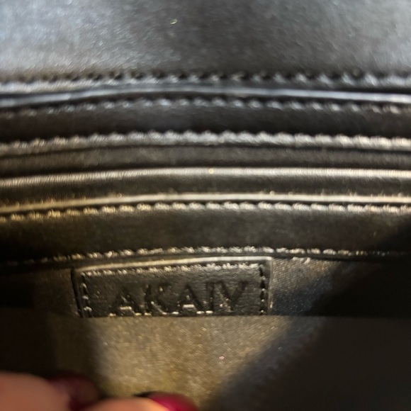 AKAIV Crossbody Bag Black Reptile Print Steel-tone Chain Strap Tassel Vegan - Picture 11 of 16